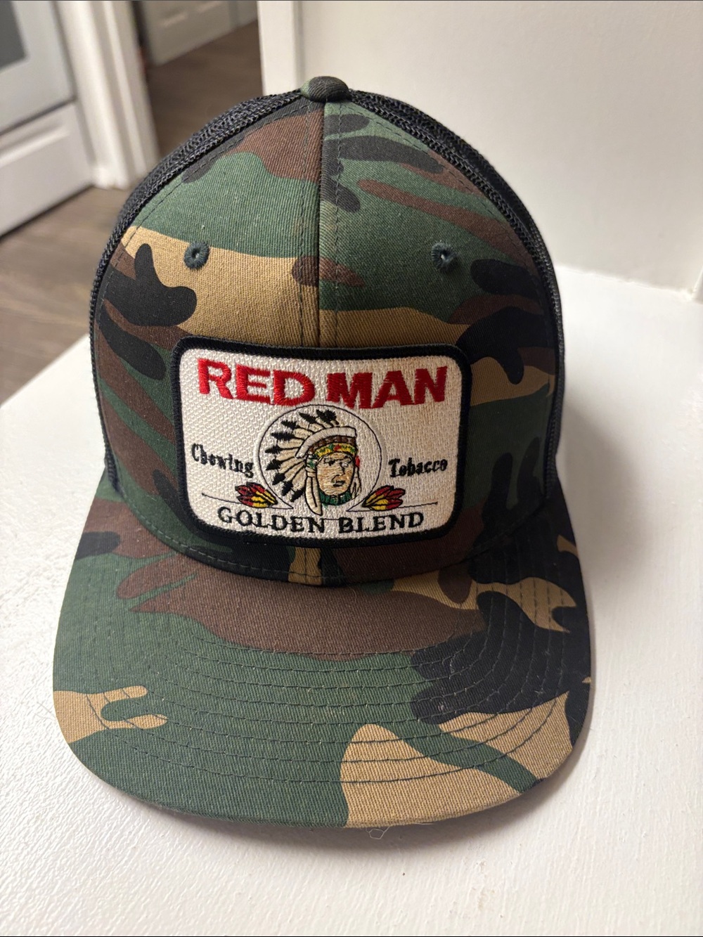 Red Man Golden Blend Camo Trucker Hat